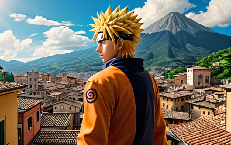 **
A determined young man with spiky blond hair, resembling Naruto Uzumaki, standing in front of a towering mountain representing his dreams. He's clenching his fist with a look of unwavering resolve. The background features a cityscape with Italian architecture. Sunlight breaks through the clouds, symbolizing hope and resilience. The overall feel is inspired by Italian manga art style with bold colors.
**