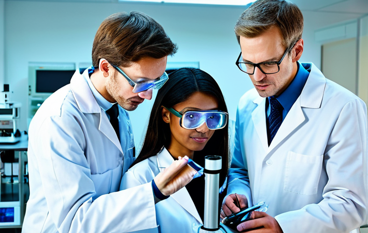 마블 히어로 기원 이야기 - Scientific Discovery**

"A diverse team of scientists in a modern, brightly lit laboratory, fully cl...