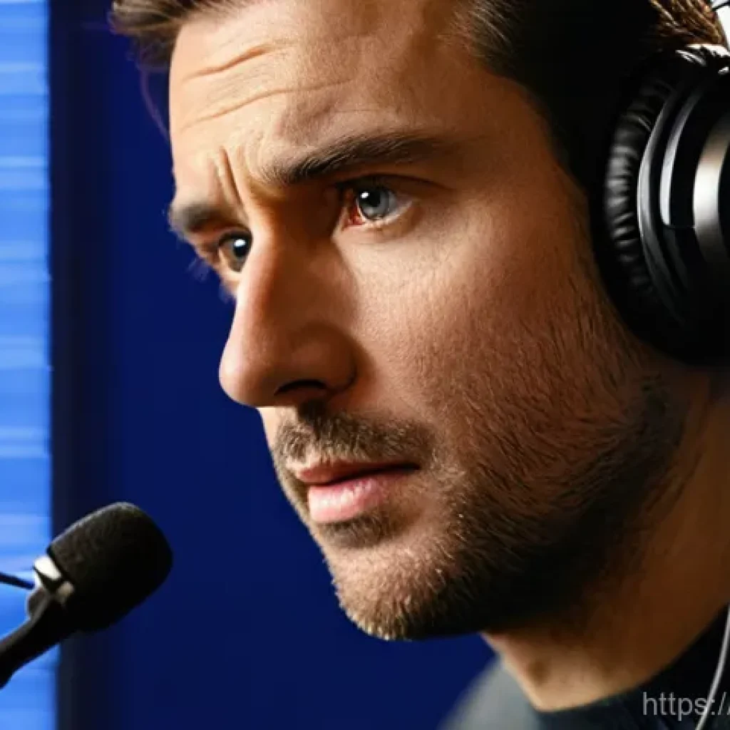 유명 성우와 캐릭터 연결 - **Prompt 1: The Emotion Behind the Microphone**
    "A talented voice actor, a man in his late 30s w...