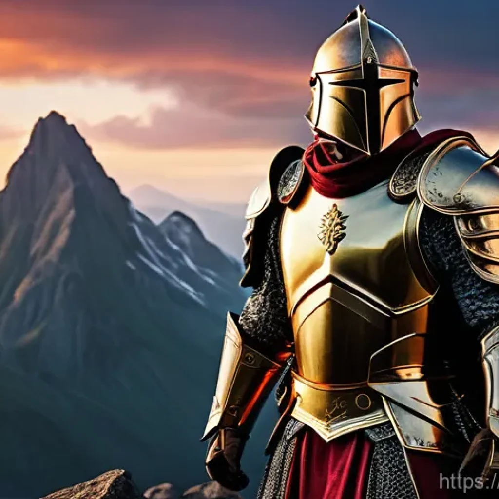 애니메이션 캐릭터의 음악 - **Prompt for an Epic Hero**:
    "A fearless male hero stands triumphantly on a windswept mountain p...