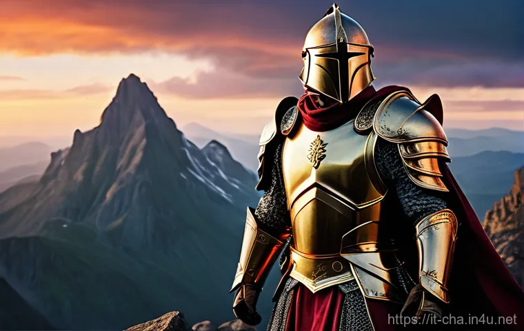 애니메이션 캐릭터의 음악 - **Prompt for an Epic Hero**:
"A fearless male hero stands triumphantly on a windswept mountain p...