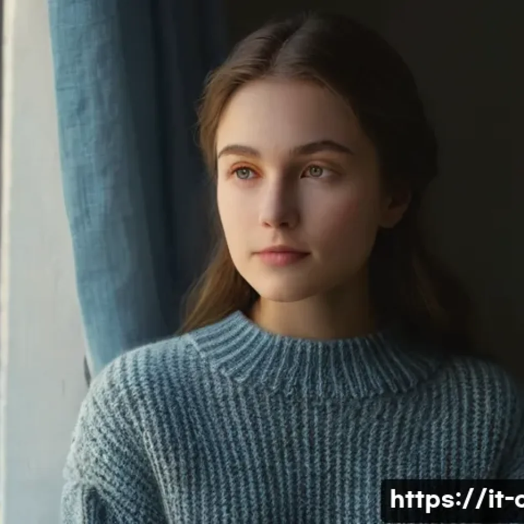 애니메이션 캐릭터 표현 기법 - A serene young woman, approximately 18 years old, stands thoughtfully by a large window during an ov...