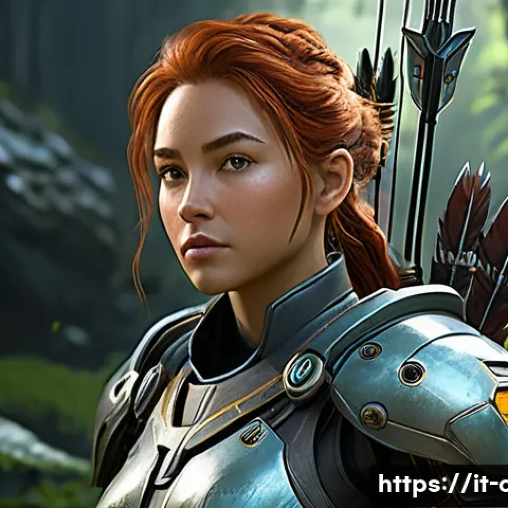 게임 속 여성 캐릭터 - A complex female protagonist from a modern video game, depicted as a resilient and determined warrio...