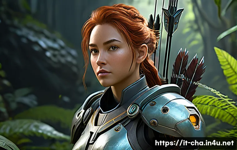 게임 속 여성 캐릭터 - A complex female protagonist from a modern video game, depicted as a resilient and determined warrio...