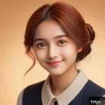 영화 속 캐릭터 디자인 - A warm and empathetic female character design, featuring soft rounded shapes, large expressive eyes ...