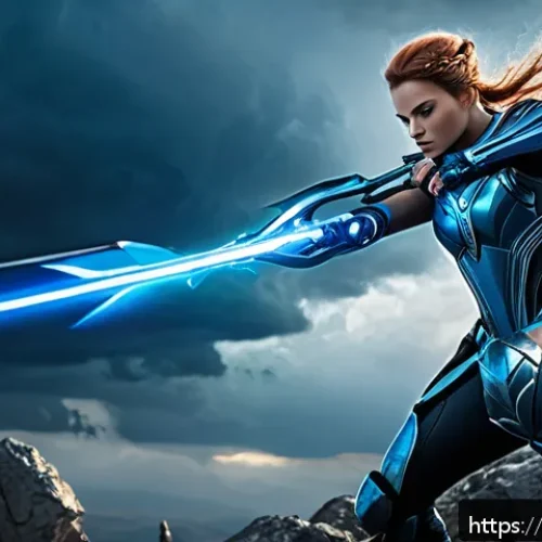 모바일 게임 캐릭터 순위 - A dynamic fantasy battle scene featuring Artemis, a female DPS hero in sleek, futuristic armor with ...