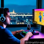 게임 캐릭터 유저 성향 - Photorealistic cinematic scene of a competitive Italian esports player in a modern Milan apartment, ...